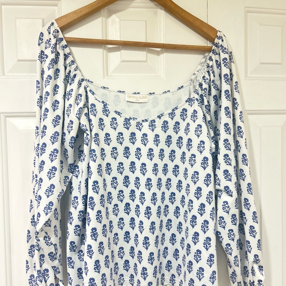 SMITH & QUINN Blue Floral Print Blouse
